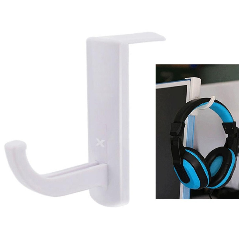 Universal Headphone Hanger PC Monitor Desk Headset Stand Holder Hook(White)