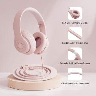 T&G EP21 Wired Noise Reduction Stereo Headphones(Pink)