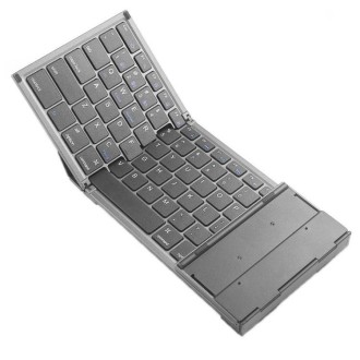 B066 78 Keys Bluetooth Multi-System Universal Folding Wireless Keyboard with Touchpad(Pearley Gray)