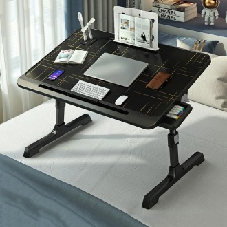 N6 Liftable and Foldable Bed Computer Desk, Style: Drawer+Shelf+USB