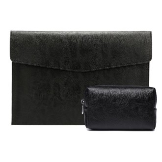 PU Leather Litchi Pattern Sleeve Case For 14 Inch Laptop, Style: Liner Bag + Power Bag  (Black)