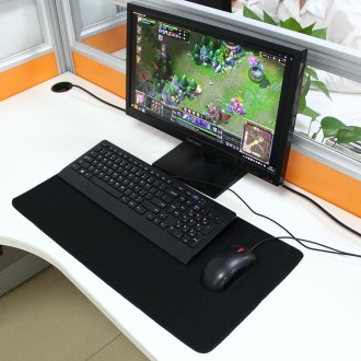 Extended Large Solid Black Color Gaming and Office Keyboard Mouse Pad, Size: 60cm x 30cm