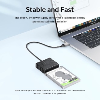 ORICO UTS1 Type-C / USB-C USB 3.0 2.5-inch SATA HDD Adapter with 12V 2A Power Adapter, Cable Length:1m(AU Plug)