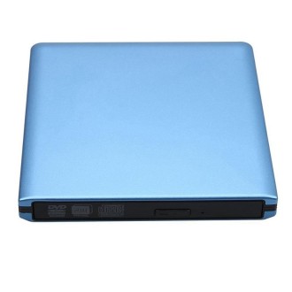 Aluminum Alloy External DVD Recorder USB3.0 Mobile External Desktop Laptop Optical Drive (Blue)