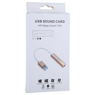 Aluminum Shell 3.5mm Jack External USB Sound Card HIFI Magic Voice 7.1 Channel Adapter Free Drive for Computer, Desktop, Speaker