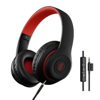 T&G EP21 Wired Noise Reduction Stereo Headphones(Black+Red)