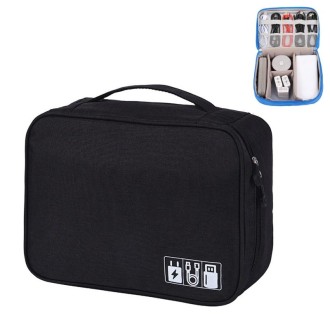 Multifunctional Cationic Digital U Disk Data Cable Storage Bag(Black)