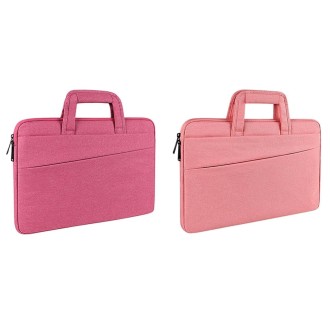 ST03 Waterproof Laptop Storage Bag Briefcase Multi-compartment Laptop Sleeve, Size: 14.1-15.4 inches(Rose Pink)