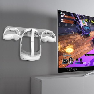 For Meta Quest Pro/Pico 4 VR Acrylic Wall Mount Holder Handle Hanger(Transparent)