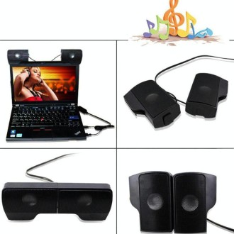 Mini Clip-On USB Stereo Speaker Soundbar for Notebook Laptop PC Desktop Tablet(Black)