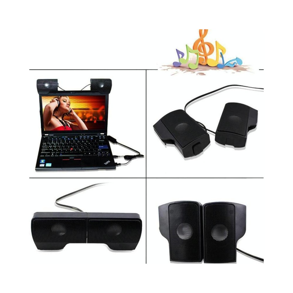 Mini Clip-On USB Stereo Speaker Soundbar for Notebook Laptop PC Desktop Tablet(Black)