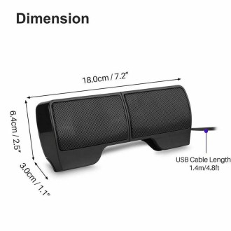 Mini Clip-On USB Stereo Speaker Soundbar for Notebook Laptop PC Desktop Tablet(Black)