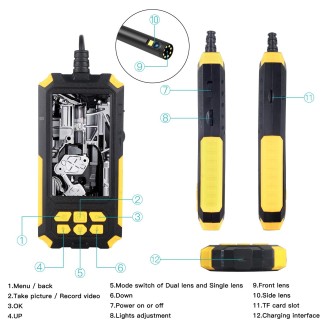 P50 4.5 inch Dual Camera with Screen Endoscope, Length:10m Hard Line(8mm)