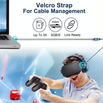 USB3.2 Gen1 VR Link Streamline For Oculus Quest 2, Model: A-C  Aluminum Shell 3M Braided Wire