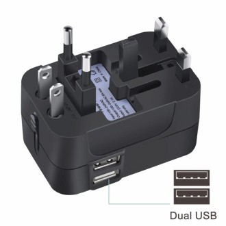 Portable Multi-function Dual USB Ports Global Universal Travel Wall Charger Power Socket, For iPad , iPhone, Galaxy, Huawei, Xia