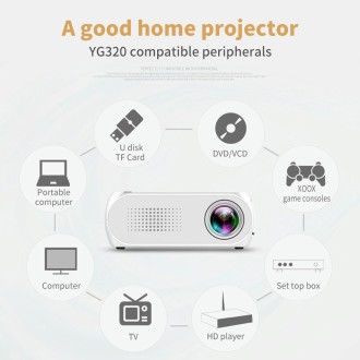 YG320 320*240 Mini LED Projector Home Theater, Support HDMI & AV & SD & USB(White)