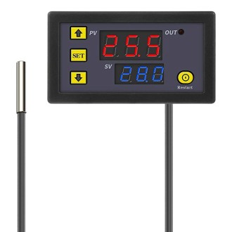 High-precision Microcomputer Intelligent Digital Display Switch Thermostat, Style:12V Power Supply(Red and Green Display)