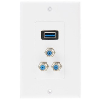 USB 3.0 Female Plug + 3 F Female Plugs Wall Plate Panel