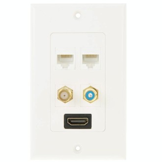 HDMI Female Plug + RCA Female Plug + 2 x 8pin Ethernet Line RJ45 Jacks Wall Plate Panel