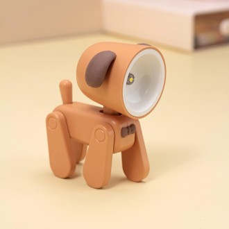 Rechargeable DIY Cartoon Night Light Desktop Ornament Mini Table Lamp(Puppy Orange)