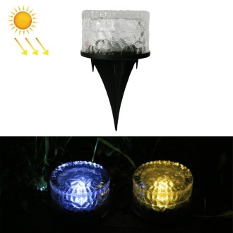 Outdoor Solar Buried Lamp Round Glass Floor Street Light Garden Ice Brick Waterproof Lamp(White Light)