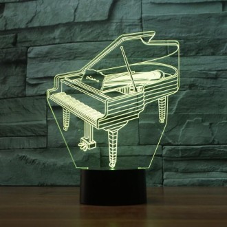 Piano Shape 3D Colorful LED Vision Light Table Lamp, 16 Colors Remote Control Version