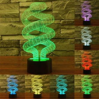 Spiral Style 3D Touch Switch Control LED Light , 7 Color Discoloration Creative Visual Stereo Lamp Desk Lamp Night Light