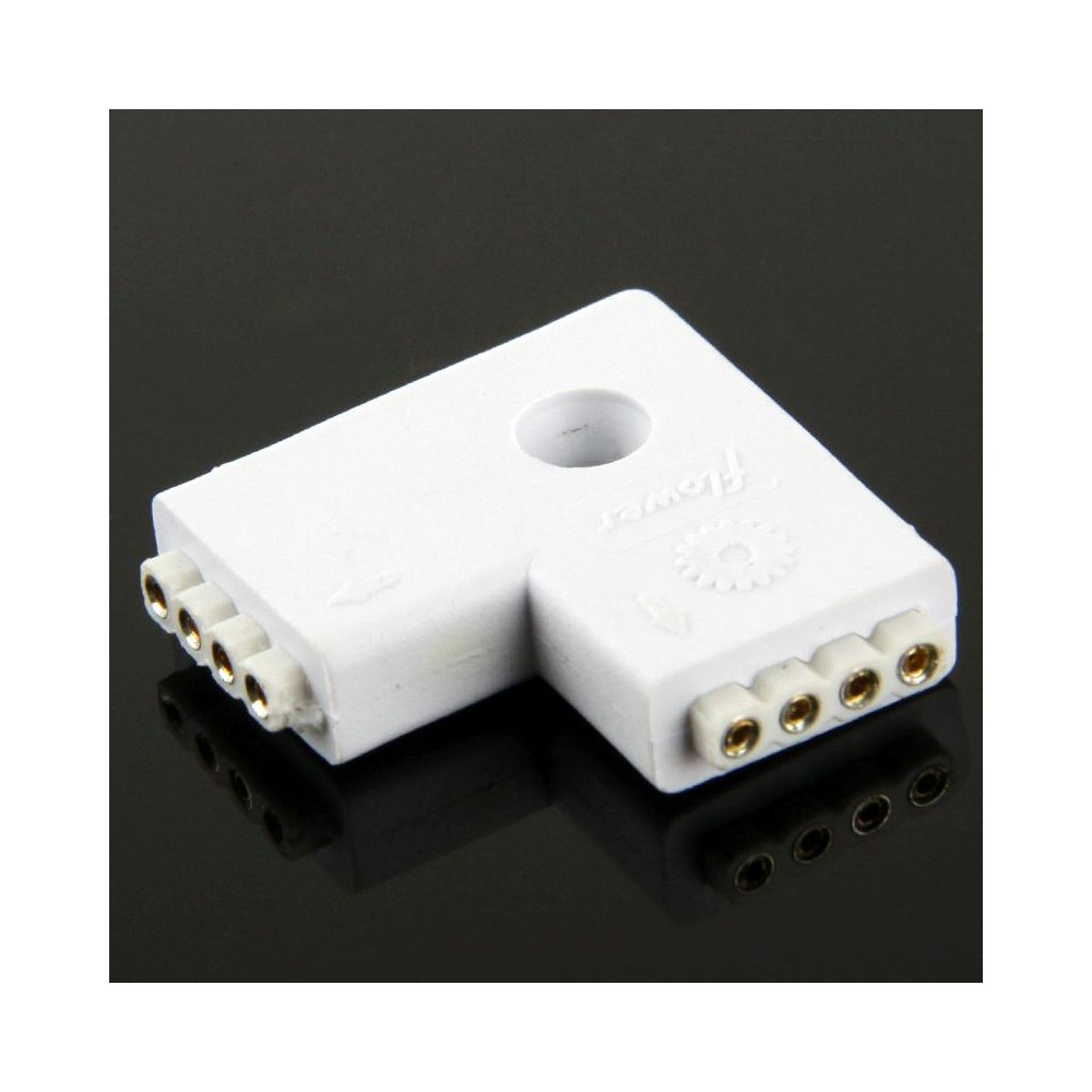 4 Pin 2 Way L Shape Female Connector for RGB LED Flexible Strip