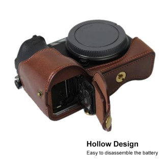 1/4 inch Thread PU Leather Camera Half Case Base for Sony ILCE-A6500 / A6500 (Coffee)