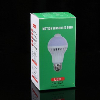 E27 5WInfrared Motion Sensor LED Light Bulb, Sensor Distance: 4-6m, AC 85-265V