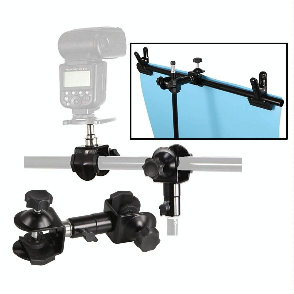 C-Type 2 in 1 Camera Umbrella Holder Clip Clamp Bracket Support for Tripod Light Stand Outdoor Photography