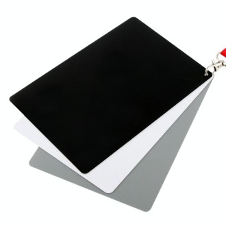 3 in 1 Black White Gray Balance Card / Digital Gray Card with Strap, Works with Any Digital Camera, File Form: RAW and JPEG, Siz