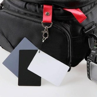 3 in 1 Black White Gray Balance Card / Digital Gray Card with Strap, Works with Any Digital Camera, File Form: RAW and JPEG, Siz