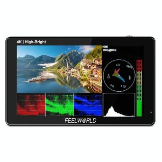 FEELWORLD LUT5E 5.5 inch High Bright 1600nit Touch Screen DSLR Camera Field Monitor F970 External Power and Install Kit 4K HDMI 