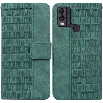 For Nokia C22 Geometric Embossed Leather Phone Case(Green)