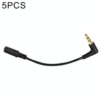 5 PCS 13cm Elbow 3.5mm Audio Male to Female PC Camera Microphone Adapter Cable(Black)