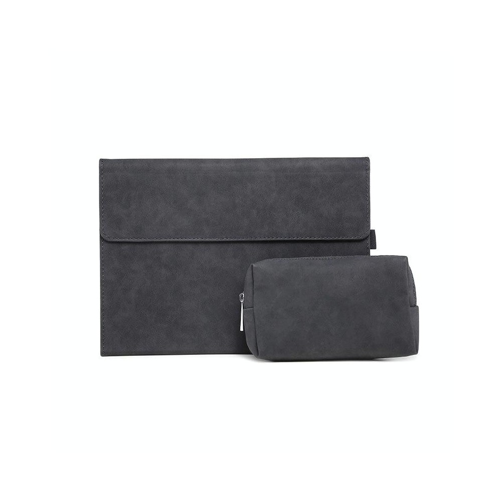 For Microsoft Surface Pro 9 Tablet Protective Case Holder(South African Sheepskin Black Case + Power Supply Bag)