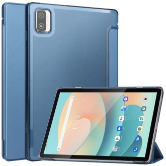 For Blackview Tab 12 / 12 Pro 3-fold Semi-transparent Frosted Smart Leather Tablet Case(Blue)