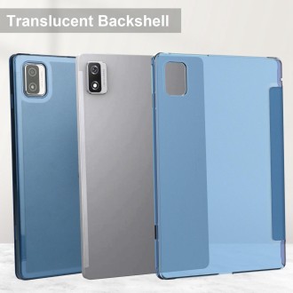 For Blackview Tab 12 / 12 Pro 3-fold Semi-transparent Frosted Smart Leather Tablet Case(Blue)