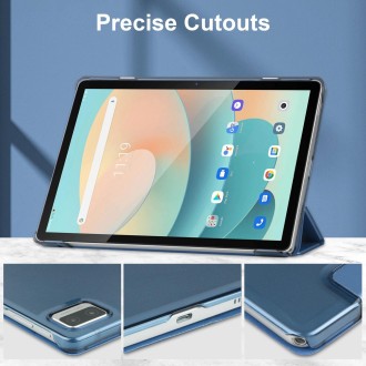 For Blackview Tab 12 / 12 Pro 3-fold Semi-transparent Frosted Smart Leather Tablet Case(Blue)