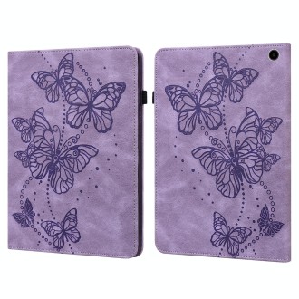 For Amazon Fire Max 11 Embossed Butterfly Pattern Leather Tablet Case(Purple)