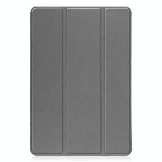 For TCL Tab 10s Three-folding Holder Custer Texture Leather Tablet Case(Grey)