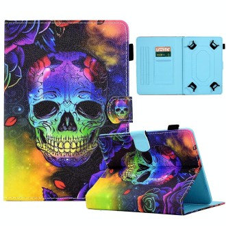 For 7 inch Coloured Drawing Leather Tablet Case(Skull)