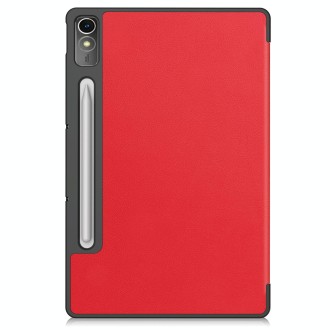 For Lenovo Tab P12/Xiaoxin Pad Pro 12.7 inch Custer Solid Color 3-Fold Stand Leather Tablet Case(Red)