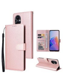 For OPPO A96 5G / Reno7 Z / Reno8 Z Multifunctional 3 Card Slots Leather Phone Case(Rose Gold)