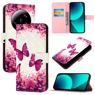 For Xiaomi 13 Ultra 3D Painting Horizontal Flip Leather Phone Case(Rose Butterfly)