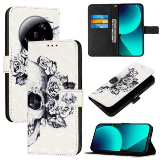 For Xiaomi 13 Ultra 3D Painting Horizontal Flip Leather Phone Case(Skull)