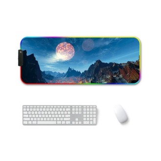 300x800x4mm F-01 Rubber Thermal Transfer RGB Luminous Non-Slip Mouse Pad(Snow Peak)