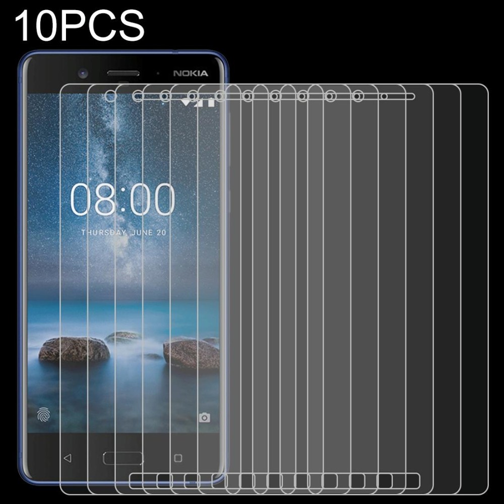 10 PCS 0.26mm 9H 2.5D Tempered Glass Film for Nokia 8