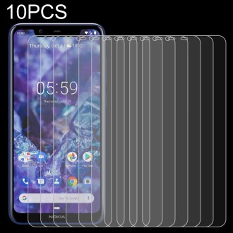 10 PCS 0.26mm 9H 2.5D Tempered Glass Film for Nokia 5.1 Plus (Nokia X5)